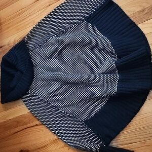 Market & Spurce‎ Poncho Navy Bat Winged Sleeves Size XL Twee Cottagecore